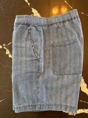 Slate & Stone Dark Blue Linen-Blend Shorts (Tag reads 31 / Fit 34 )